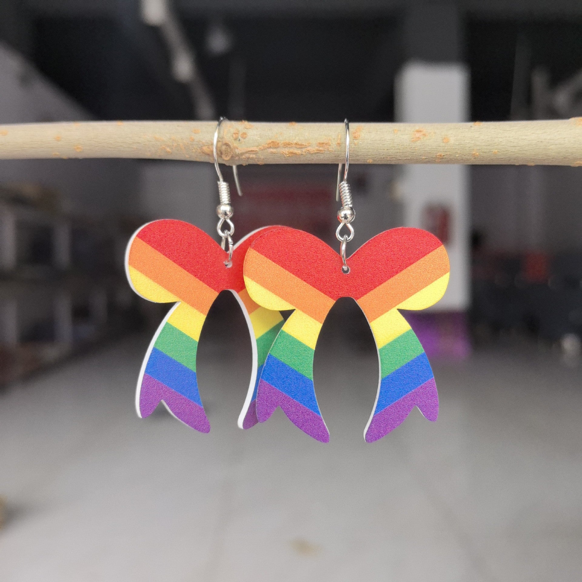 Wholesale Rainbow Acrylic Valentine's Day Six Color Bow Earrings